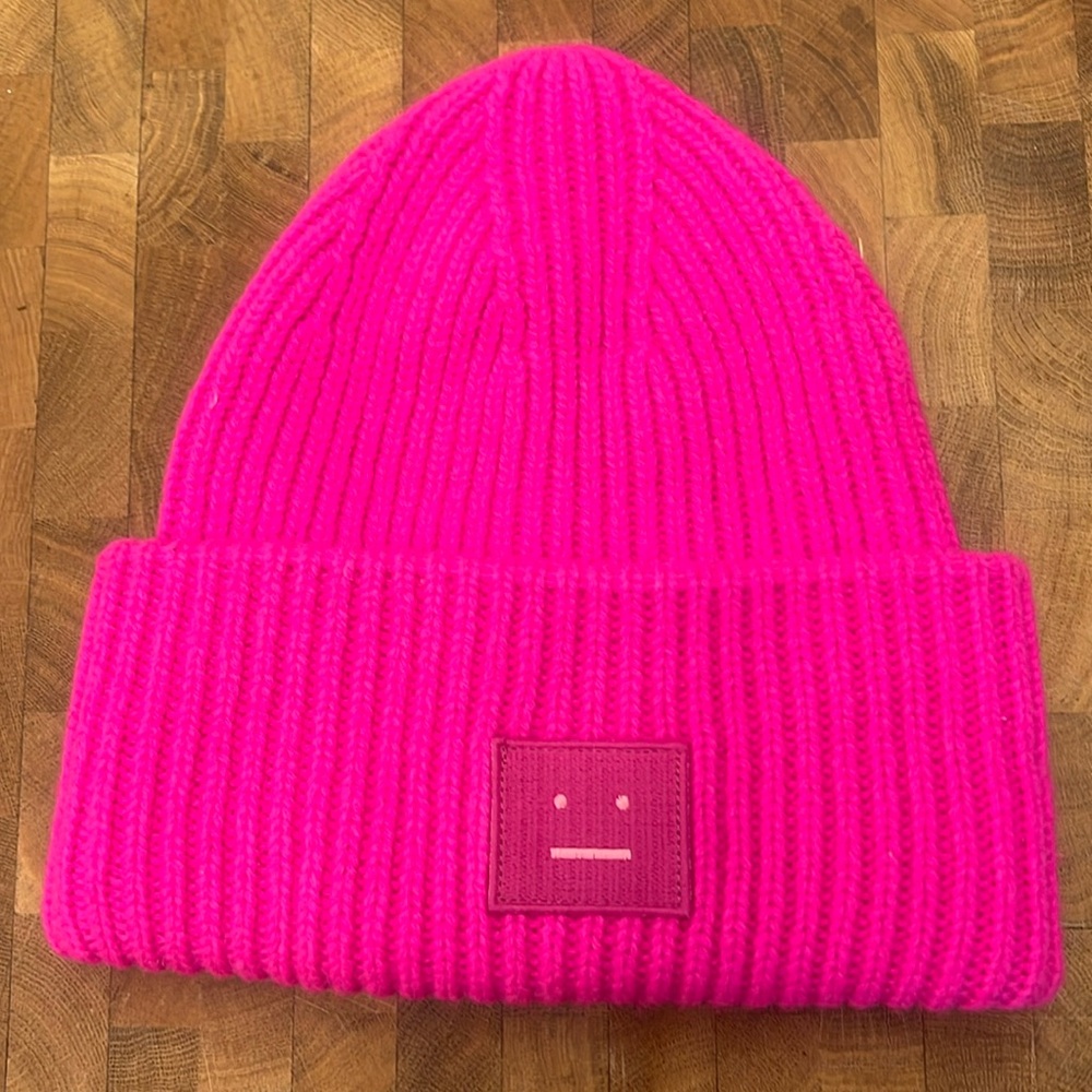 Acne studios hot pink winter hat